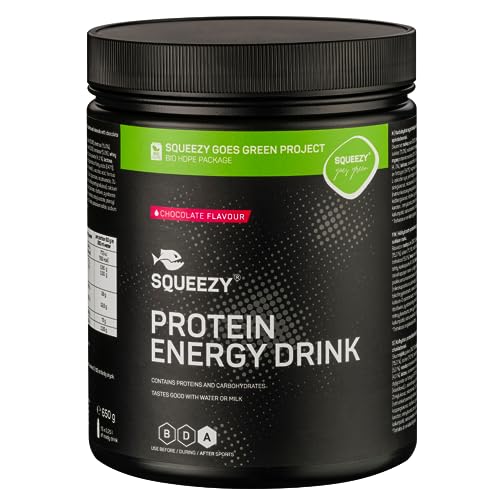 Squeezy Protein Energy Drink (Schokolade) 650g - After-Sport Protein Pulver | Regenerationsgetränk | Mit Proteinen, Kohlenhydraten, Vitaminen & Mineralstoffen von Squeezy