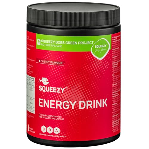 Squeezy Energy Drink - Iso Drink Pulver (Kirsche) 650g | Isotonisches Getränkepulver & Sport Getränk für Training & Wettkampf | Energie, Elektrolyte, Kalium, Natrium & leckerer Geschmack von Squeezy