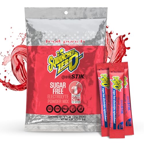 Sqwincher ZERO Qwik Stik - Sugar Free Electrolyte Powdered Beverage Mix, Fruit Punch 060102-FP (Pack of 50) von Sqwincher