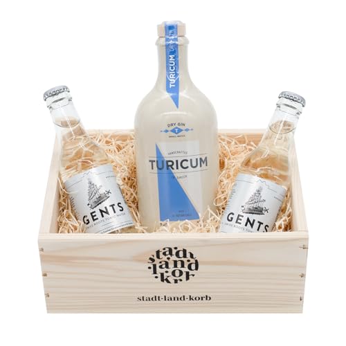 Premium Gin und Tonic Geschenkkorb «Turicum Gin» – Geschenkidee für Geburtstage, Weihnachten und als Dankeschön von Stadt Land Korb