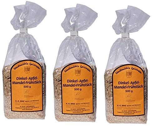 3er Pack Dinkel Habermus Frühstück mit Zimt & Galgant - Dinkel Apfel Mandel Frühstück. Insgesamt 1,5 Kilo von Kleine Abtei Schätze aus Europäischen Klöstern