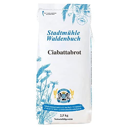 Stadtmühle Waldenbuch Ciabattabrot Brotbackmischung, Feinste Bäckerqualität, 2.5 kg von Stadtmühle Waldenbuch