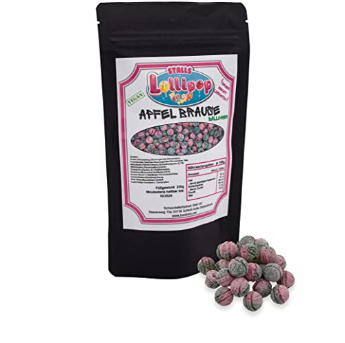 Bonbon Apfel-Brausekugeln - Fruchtbonbons mit Apfelgeschmack -250g vegane Bonbons von Stalls Lollipop von Stalls Lollypop