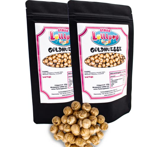 Bonbon Goldnüsse - Schokoladen gefüllte Karamellbonbons im Doppelpack von Stalls Lollipop von Stalls Lollypop