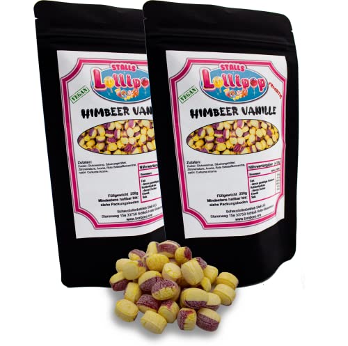 Bonbon Himbeer-Vanille - 500g Leckere Fruchtbonbons mit fruchtigem Himbeergeschmack von Stalls Lollipop von Stalls Lollipop