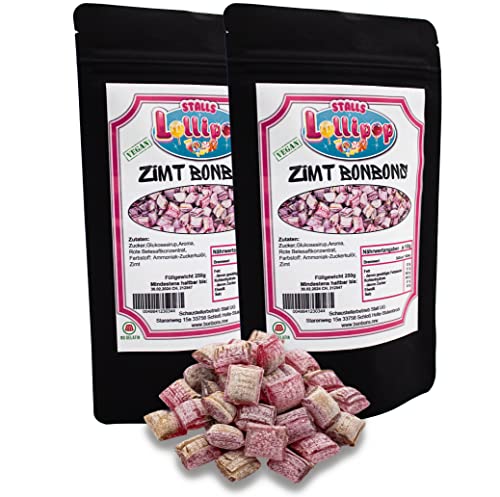 Bonbon Zimt - Doppelpack Gewürzbonbons mit Zimtgeschmack von Stalls Lollipop von Stalls Lollypop