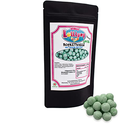 Brausekugeln Apfel - Leckere Bonbons mit Brausefüllung - Rocket Balls mit Apfelgeschmack von Stalls Lollipop Brausekugeln Apfel - Leckere Bonbons mit Brausefüllung - Rocket Balls mit Apfelgeschmack von Stalls Lollipop von Stalls Lollypop