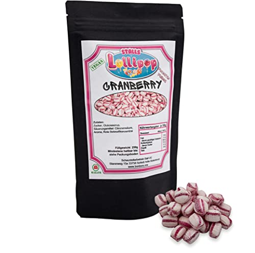 Cranberry Fruchtbonbons - 250g fruchtige Lutschbonbons -Vegan - Gelantinefrei von Stalls Lollipop von Stalls Lollipop