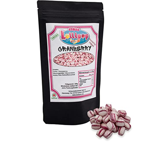 Cranberry Fruchtbonbons - 250g fruchtige Lutschbonbons -Vegan - Gelantinefrei von Stalls Lollipop von Stalls Lollypop