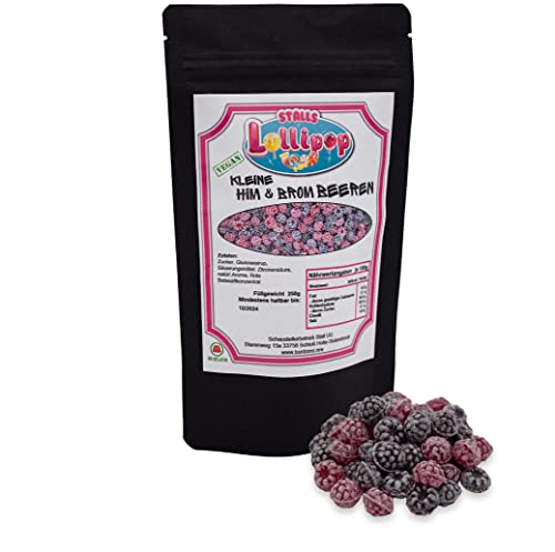 Himbeer-Brombeerbonbons - Fruchtbonbons mit Himbeer und Brombeergeschmack - 250g vegane Bonbons von Stalls Lollipop Himbeer-Brombeerbonbons - Fruchtbonbons mit Himbeer und Brombeergeschmack - 250g vegane Bonbons von Stalls Lollipop von Stalls Lollypop