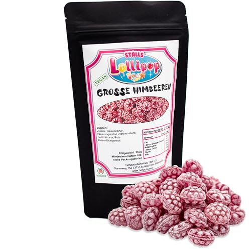 Himbeerbonbons - Fruchtbonbons mit Himbeergeschmack von Stalls Lollipop - 250g Bonbons mit leckerem Fruchtgeschmack im Standbodenbeutel - Entdecke mit uns dein Geschmackserlebnis - Vegane Bonbons Himbeerbonbons - Fruchtbonbons mit Himbeergeschmack von Stalls Lollipop - 250g Bonbons mit leckerem Fruchtgeschmack im Standbodenbeutel - Entdecke mit uns dein Geschmackserlebnis - Vegane Bonbons von Stalls Lollypop