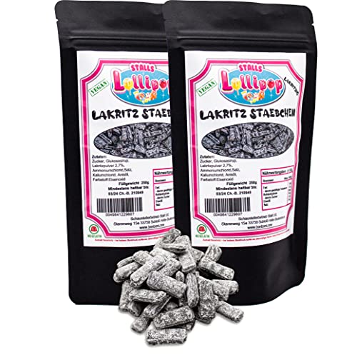 Lakritzstäbchen - Feinste Lakritzbonbons im Doppelpack - Lakritze von Stalls Lollipop von Stalls Lollypop