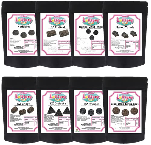 2 kg holländisches doppelt salziges Erwachsenen Lakritz - je Sorte 250g - für Lakritz Liebhaber 2 kg holländisches doppelt salziges Erwachsenen Lakritz - je Sorte 250g - für Lakritz Liebhaber von Stalls Lollypop