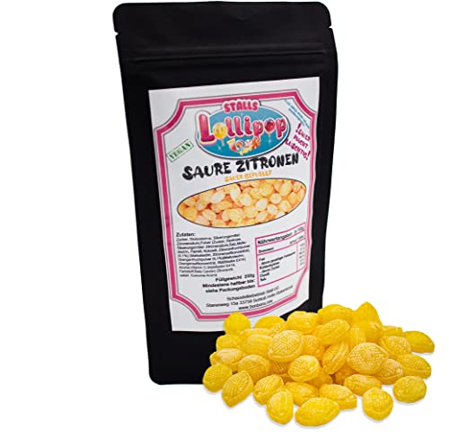 250g Leckere Zitronen Bonbons - fruchtig und Saure Zitronenbonbons von Stalls Lollypop