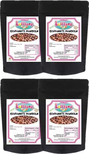 4x 200g Frisch Gebrannte Kirmes und Weihnachtsmarkt Mandeln - wir brennen unsere Mandeln täglich frisch - hochwertige Largueta Mandel aus Spanien 4x 200g Frisch Gebrannte Kirmes und Weihnachtsmarkt Mandeln - wir brennen unsere Mandeln täglich frisch - hochwertige Largueta Mandel aus Spanien von Stalls Lollypop