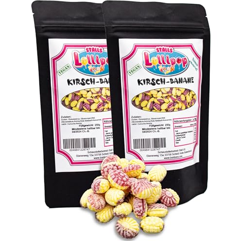 500g Leckere Fruchtbonbons Kirsch-Banane 2x 250g von Stalls Lollypop