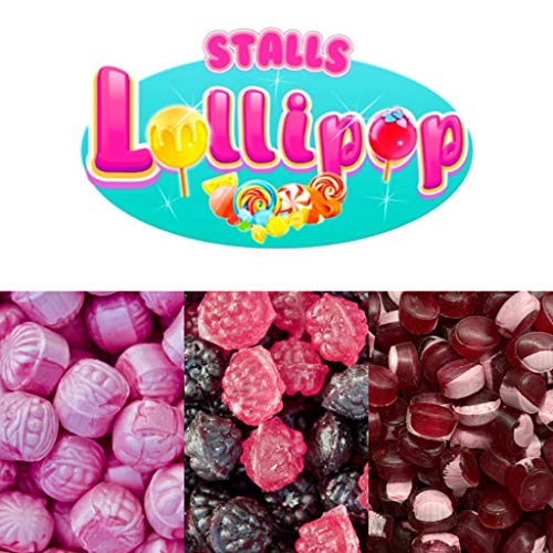 750g Leckere Zuckerfreie Bonbons - Leckerei für die kalte Zeit - 3x250g Standbodenbeutel Himbeer-Brombeer,Glühwein und Pfefferminze von Stalls Lollypop