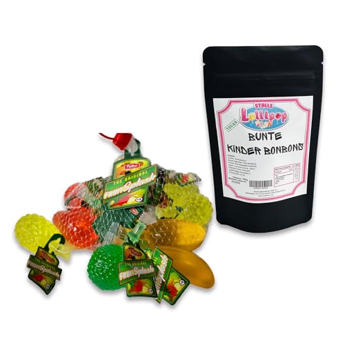 Fruit Splash von Felko 10 er Netz + 100 g bunte Kinder Frucht Bonbons von Stalls Lollipop von Stalls Lollypop