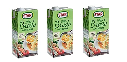 3 x Star Brodo Vegetarische Brühe flüssig, reich an Geschmack, fertige Mahlzeiten, 1 l von Star