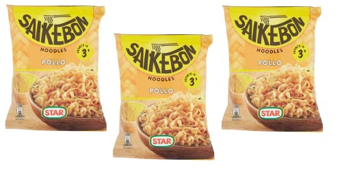 3x Star Saikebon Noodles Bag Pollo Japanisches Gericht Bestehend aus Nudeln, Huhn und Gemüse 79g Beutel von Star