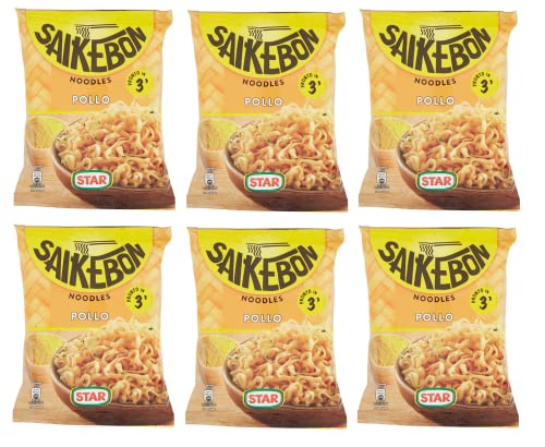 6x Star Saikebon Noodles Bag Pollo Japanisches Gericht Bestehend aus Nudeln, Huhn und Gemüse 79g Beutel von Star