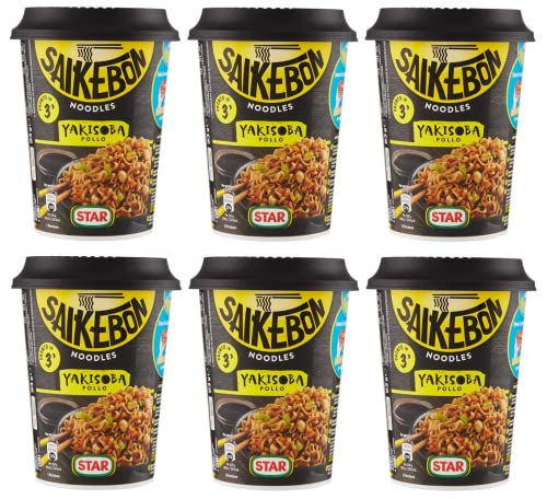 6x Star Saikebon Noodles Yakisoba Pollo Japanisches Gericht Bestehend aus Nudeln, Huhn und Gemüse 93g von Star