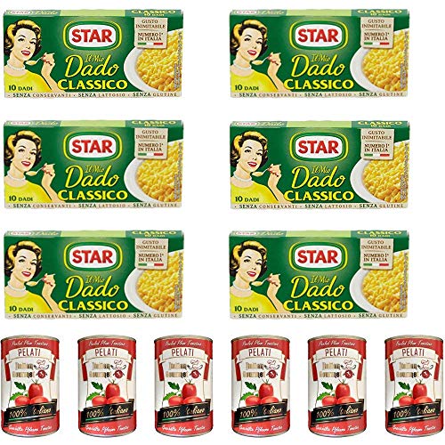 6x Star classico dado brodo Suppenwürfel Brühe klassisch reich an Geschmack 10 pz + Italian Gourmet 100% italienische geschälte Tomaten dosen 6x 400g von Star