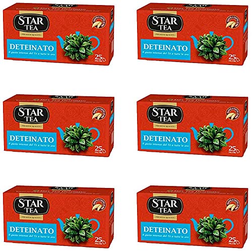 6x Star the Deteinato tè tea box 25 Teebeutel 37,5g entkoffeiniert Schwarztee von Star
