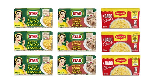 Testpaket Brühe Dado Suppenwürfel Star Classico (3 x 10pz) + Star Funghi Porcini (3 x 10pz) + Maggi Classico (3 x 10pz) von Star