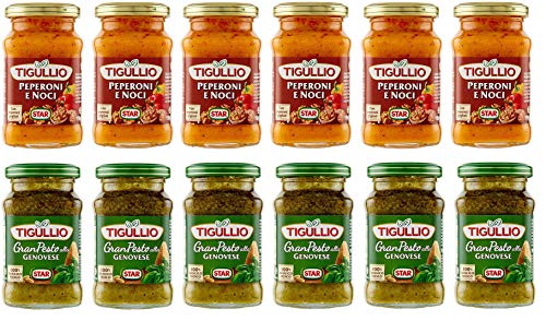 Testpaket Star Tigullio Pesto alla Genovese mit basilikum - Pesto Peperoni e Noci mit Pfeffer und Walnüssen Sauce Soße ( 12 x 190g ) würzsaucen von Star