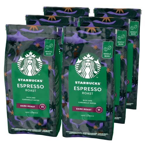 STARBUCKS Espresso Roast, Dunkle Röstung, Ganze Kaffeebohnen 200g (6er Pack) von Starbucks