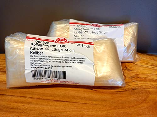Kunstdarm Kal. 40, Kollagendarm FGR Wurstdarm, Kaliber 40, Länge 34 cm 25 Stück von Starch Heros
