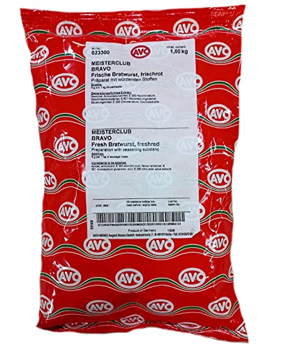 Bratwurstgewürz AVO 1 kg, Meisterclub Bravo für frische Bratwurst, frischrot, für bis zu 200 kg Fleisch Bratwurstgewürz AVO 1 kg, Meisterclub Bravo für frische Bratwurst, frischrot, für bis zu 200 kg Fleisch von Starch Heros