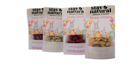 4 x 100 g Weiße Schokolade Kakaobohnen – Perfektes Ostergeschenk, Edle Schokoladenüberzogene Kakaobohnen in Geschenkverpackung von Stay Natural