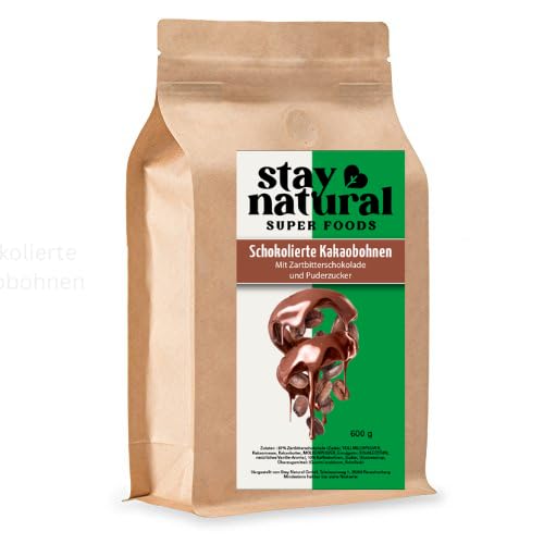 Schokolierte geröstete Kakaobohnen 600 g – Premium Kakaobohnen in edelster Zartbitterschokolade, Perfekt für Naschkatzen & Schokoladenliebhaber, Ideal als Geschenk von Stay Natural