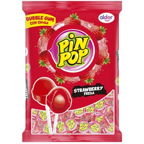 Pin Pop Erdbeer Lolly Lollipop mit Erdbeer Geschmack und Kaugummi Kern 192g Pin Pop Erdbeer Lolly Lollipop mit Erdbeer Geschmack und Kaugummi Kern 192g von Steam-Time