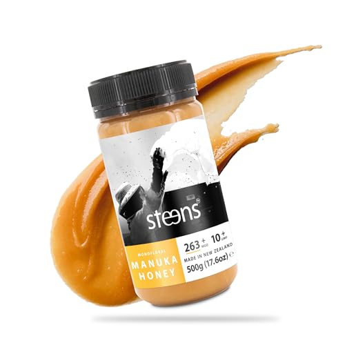 Steens Manuka Honey MGO 263+ - 500 g rein roher 100% zertifizierter UMF 10+ Manuka Honig - abgefüllt und versiegelt in Neuseeland von Steens