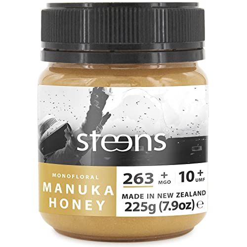 Steens Manuka Honey MGO 263+ - rein roher 100% zertifizierter UMF 10+ Manuka Honig - abgefüllt und versiegelt in Neuseeland - 225 g von Steens