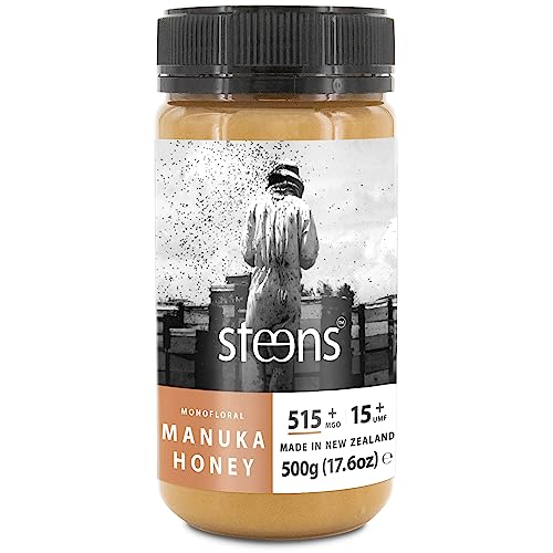 Steens Manuka Honey MGO 515+ - 500 g rein roher 100% zertifizierter UMF 15+ Manuka Honig - abgefüllt und versiegelt in Neuseeland von Steens