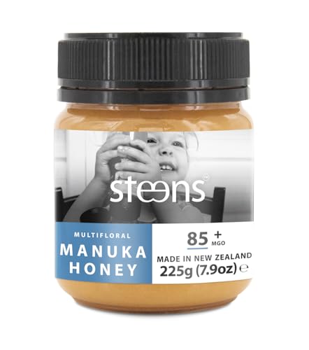Steens Manuka Honey MGO 85+ - ein roher 100% zertifizierter multifloraler Manuka Honig - abgefüllt und versiegelt in Neuseeland - 225 g Steens Manuka Honey MGO 85+ - ein roher 100% zertifizierter multifloraler Manuka Honig - abgefüllt und versiegelt in Neuseeland - 225 g von Steens
