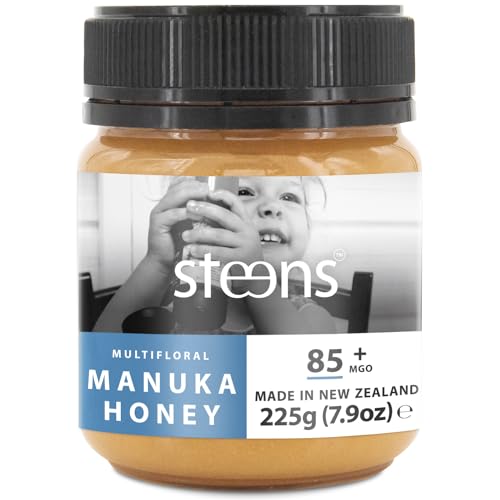 Steens Manuka Honey MGO 85+ - ein roher 100% zertifizierter multifloraler Manuka Honig - abgefüllt und versiegelt in Neuseeland - 225 g von Steens