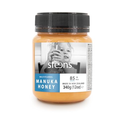 Steens Manuka Honey MGO 85+ - ein roher 100% zertifizierter multifloraler Manuka Honig - abgefüllt und versiegelt in Neuseeland - 340 g von Steens