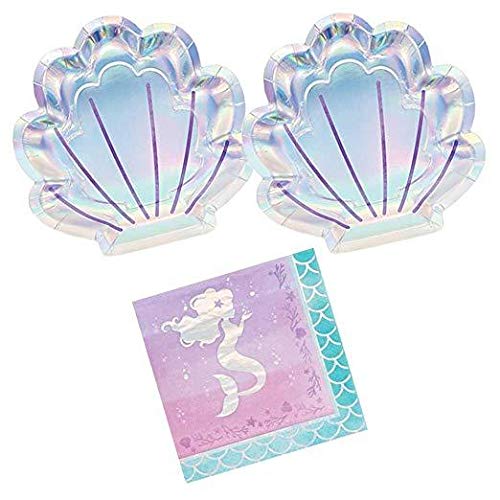 Mermaid Shine Plates & Napkin Pack - 16 guests von Stef Chef Party