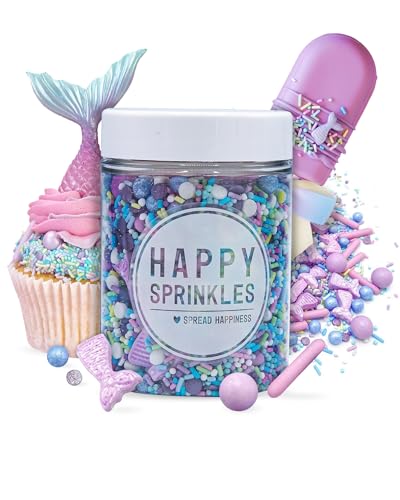 Happy Sprinkles Sweet Mermaid 90g - Bunter Streusel Mix mit Schokolade - Tortendeko Essbar mit Unterwasser Motiven - Deko für Kuchen, Kekse & Eis von Stef's