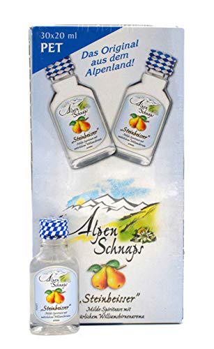 Alpenschnaps Steinbeisser Williamsbirne PET 30x0,02l Miniaturen - milde Spirituose aus Österreich von SteinBEISSER