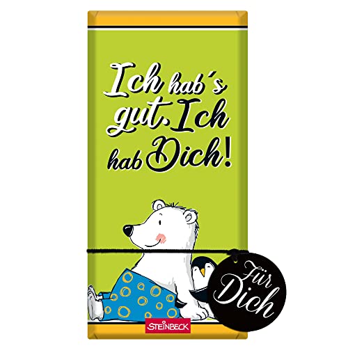 STEINBECK Liebe Freundschaft Geschenk-Schokolade 100g Tafel - Ich hab's gut, ich hab Dich - von STEINBECK