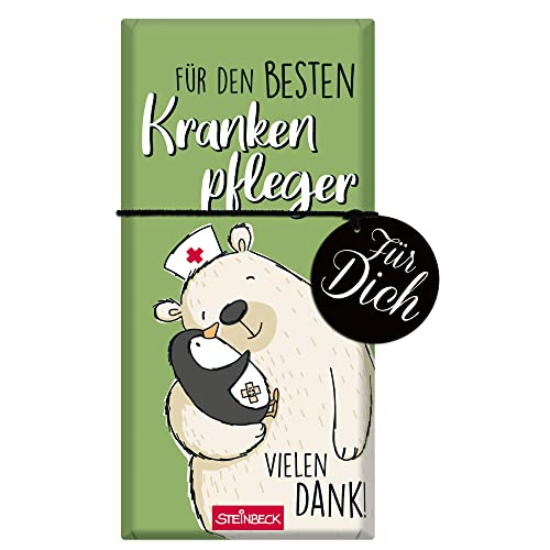 STEINBECK Bester Krankenpfleger Geschenk-Schokolade 100g Tafel Krankenhaus Pfleger Danke Pflege Abschieds Geschenk Dankeschön von STEINBECK