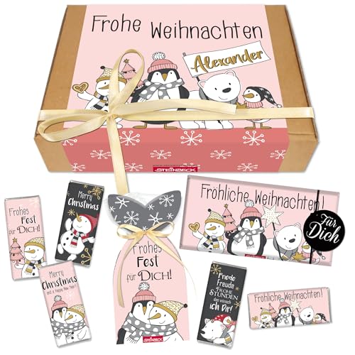 STEINBECK personalisierte Geschenkbox - Frohe Weihnachten - mit Name Vorname Schokolade Geschenk süße Weihnachtsgrüße für Familie Freunde Angestellte von STEINBECK