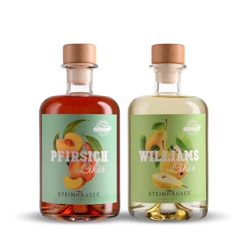 LIKÖR VIELFALT Paket by Steinhauser | 1x Pfirsich Likör 22,0% vol. 500ml + 1x Williams Likör 25,0% vol. 500ml von Steinhauser