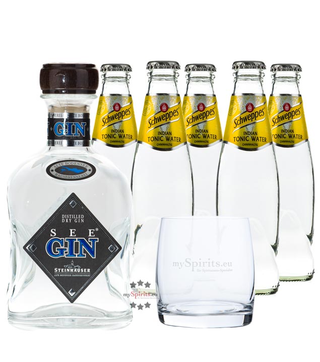 Steinhauser See Gin & Schweppes Indian Tonic Set (48 % vol., 1,7 Liter) von Steinhauser